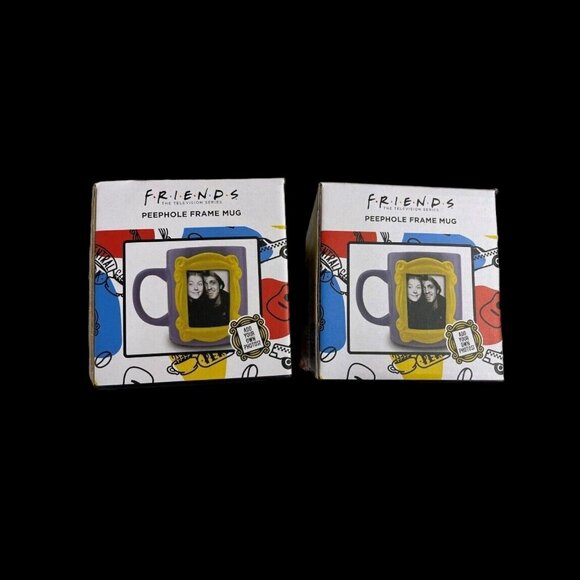 Friends TV Series Peephole Frame Mug Set - Purple & Yellow Gift Box - 2 New - Picture 3 of 4